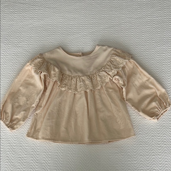 Cream Ruffled Kids Top - Picture 2 of 6